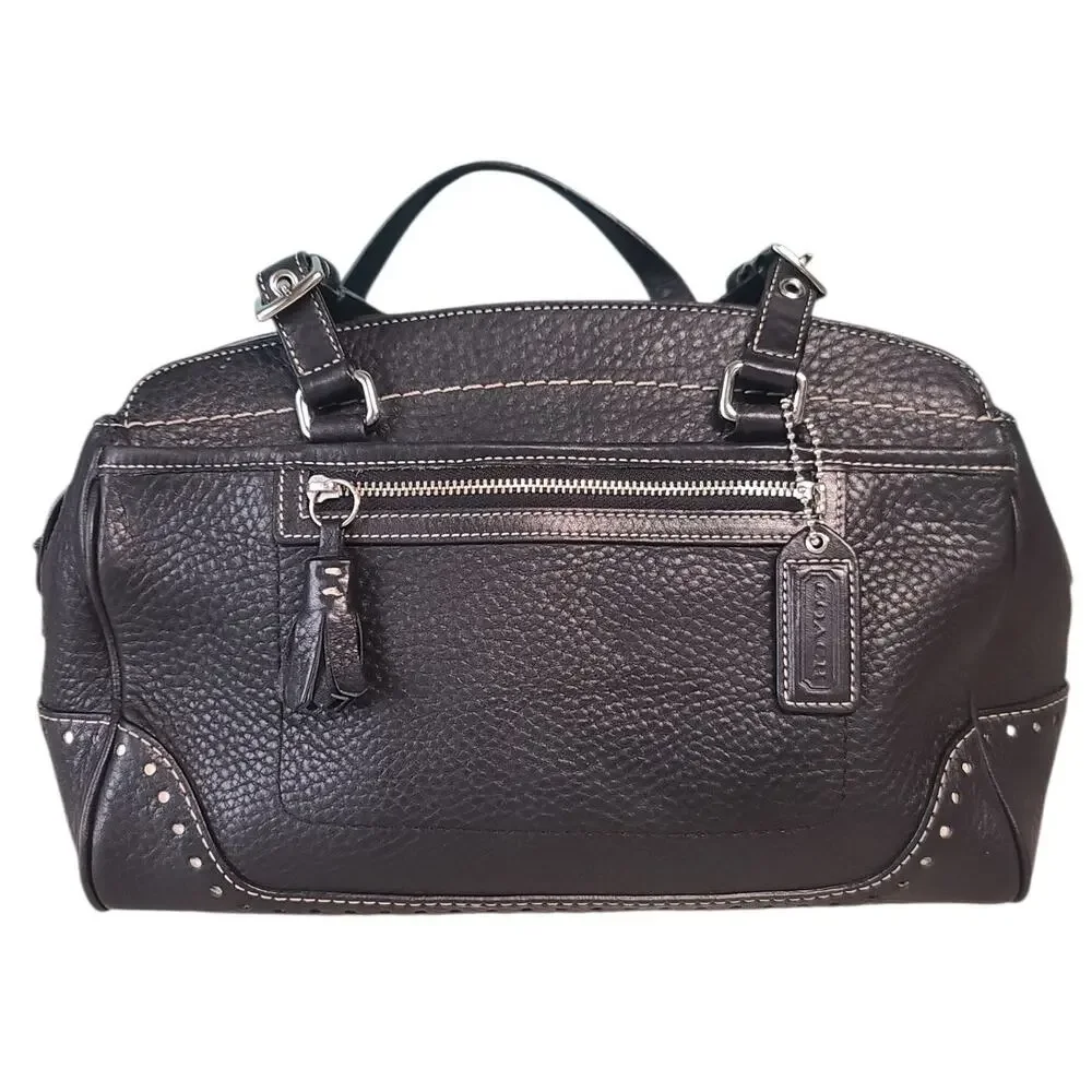 Coach Hampton Tassel Satchel Black Pebbled Leather 5031 GUC - Picture 2 of 11